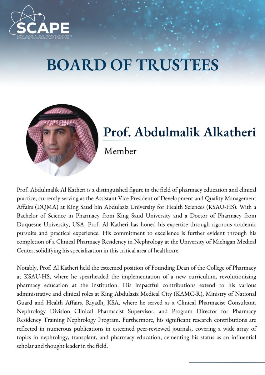 Scape_Society's tweet photo. 🇸🇦🇸🇦🇸🇦

Thrilled to extend a warm welcome to our esteemed board of trustees members! 
 
Prof. Abdulmalik Alkatheri
 
Your expertise and insights will be invaluable as we work towards our mission. 

Looking forward to a successful and impactful journey together! https://t.co/lfJJwKzFO3