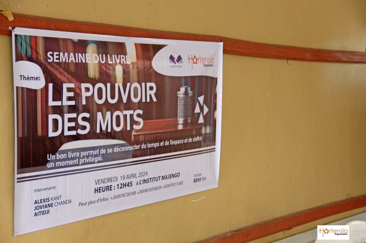 Hortensia_Org's tweet photo. Ce 19 Avril 2024 nous avons échangé avec plus de 150 élèves de l’Institut Majengo sur #Le #Pouvoir #des #Mots dans le cadre de la #Semaine #du #Livre !
#un #jeu #concours autour de la #culture #générale à la fin. Nous annoncerons la #remise des #prix à nos 5 #gagnants ! https://t.co/TsgO6lb3nb