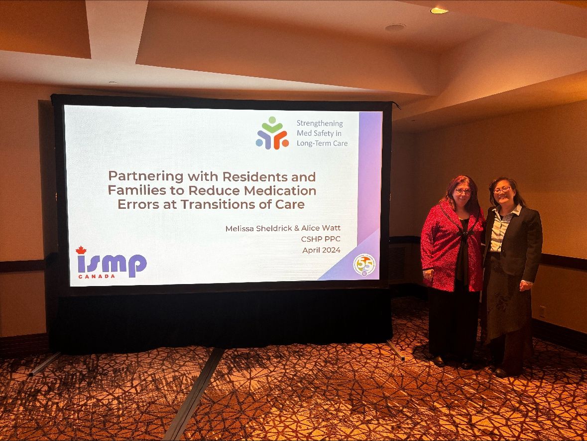ISMPCanada's tweet image. Thank you @CSHP_SCPH for the opportunity to present at #CSHP_PPC on “Partnering with Residents and Families to Reduce Medication Errors at Transitions of Care”.  

Learn more about the Strengthening Medication Safety in LTC initiative:  bit.ly/3Qdymzk