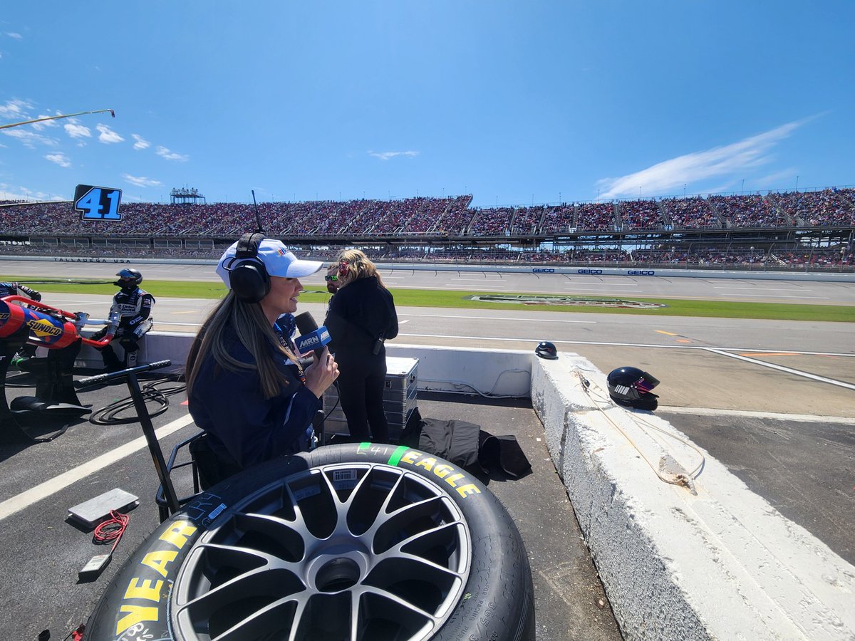 We found @kimmiecoon on Pit Road at @TALLADEGA❗️Catch all the race action with @MRNRadio 🏁 #AskMRN | #NASCAR | #GEICO500