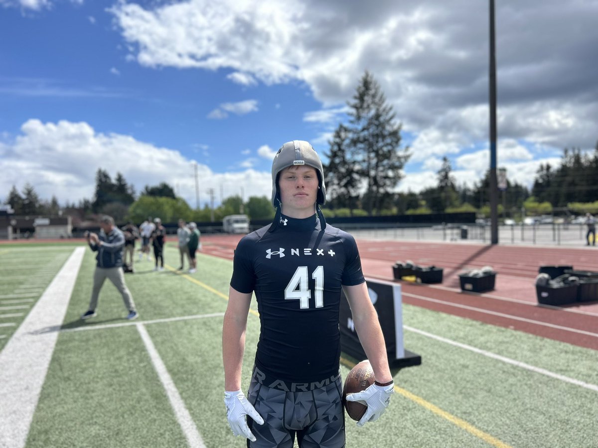 GregBiggins's tweet photo. Really like Meridian (Idaho) Owyhee ‘26 ATH Ryan Brekke, two way player but working out at TE today and having good workout https://t.co/FjrQGUeIOy
