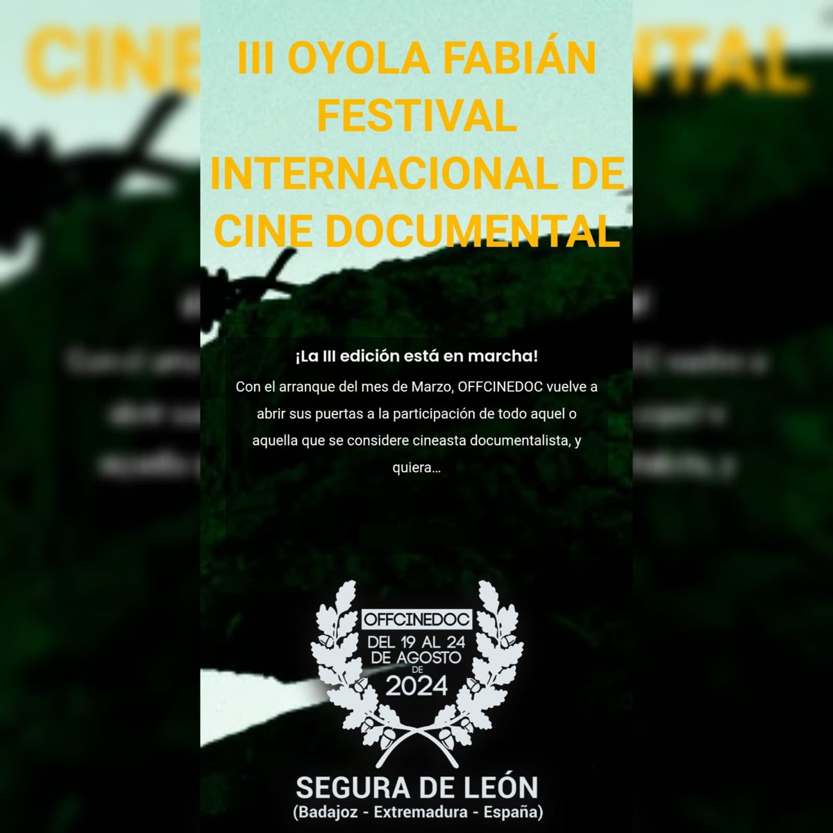 ¡Recuerden, amigos! ¡El III OYOLA FABIÁN FESTIVAL INTERNACIONAL DE CINE DOCUMENTAL está en camino!