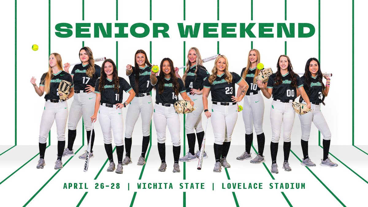 Join us at Lovelace Stadium next weekend as we celebrate a special senior class! Ceremonies will be held after each game to honor our 10 seniors!! Friday | 6 PM Saturday | 2 PM Sunday | Noon 🎟️ northtex.as/SeniorWeekend #GMG 🟢🦅