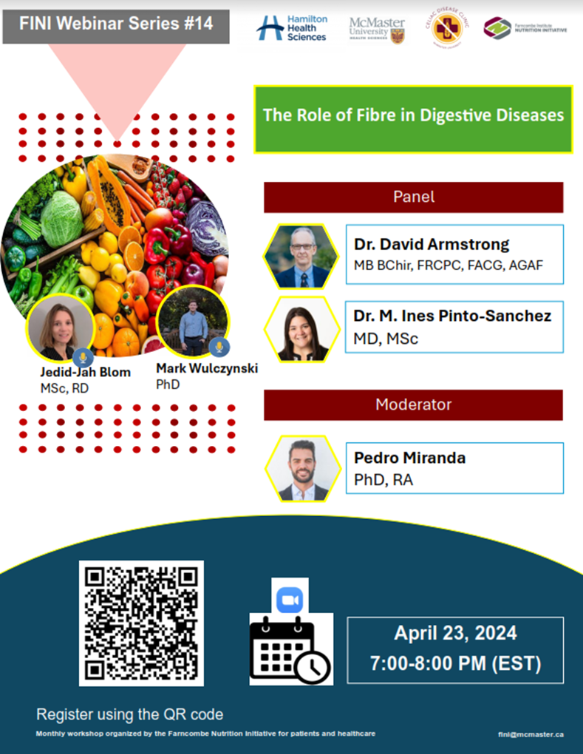 How important is fiber for our diet? If you are struggling with getting fiber on your diet, you can't miss our next webinar dedicated to patients with gastrointestinal conditions @FFDHRI @machealthsci - Next Tuesday April 23rd at 7pm EST- Link to register us06web.zoom.us/webinar/regist…