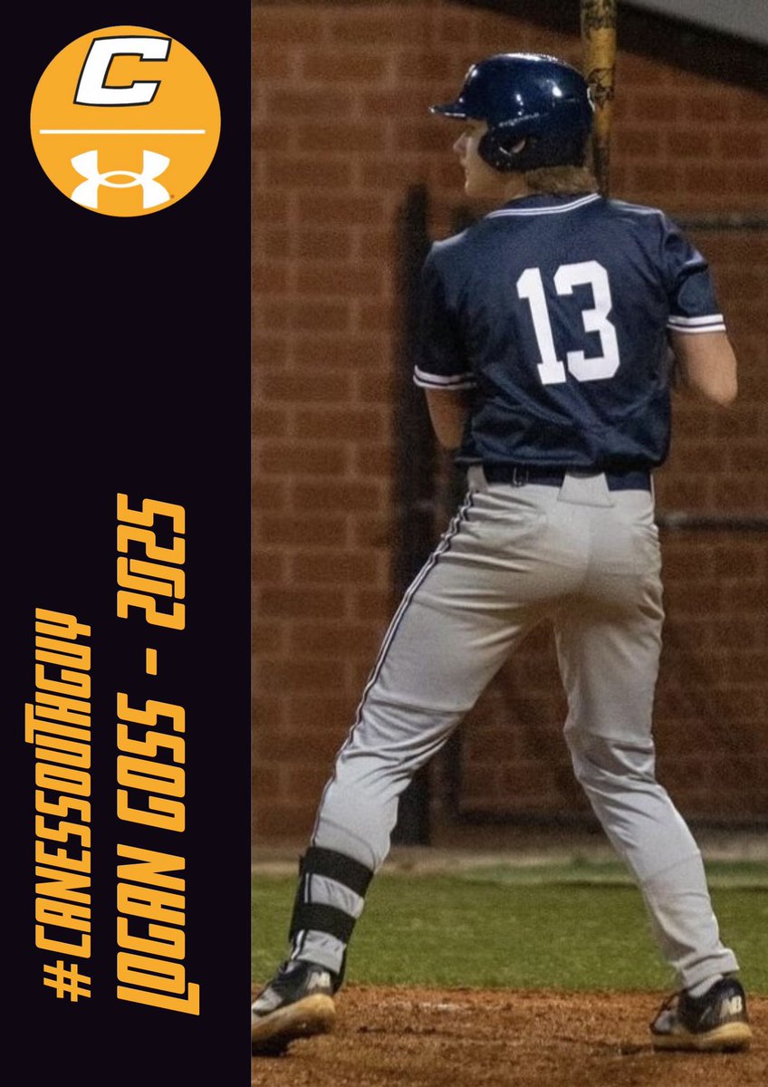 Meet the #CanesSouthGuy Logan Goss (@LoganGoss41) 2025 1B/RHP HS: @Baseball_PVHS Team: ‘25 South Scout Favorite MLB Team: Atlanta Braves Favorite Food: 🐔 & 🍚 Dream Vacation: 🇦🇺 @TheCanesBB