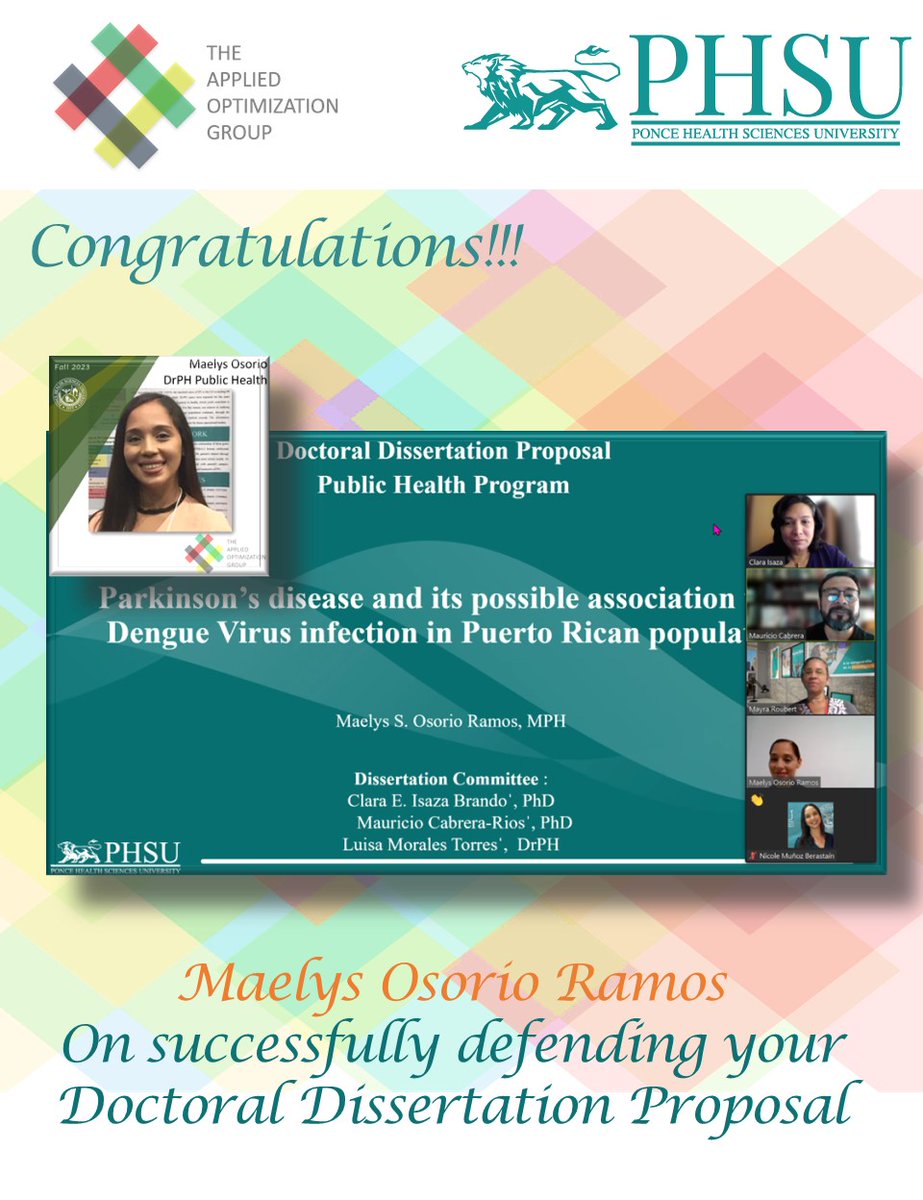 Congratulations, Maelys Osorio!!! One step closer!!!

#AOGachievers #PublicHealth #isazaresearch #PHSU #DrPH