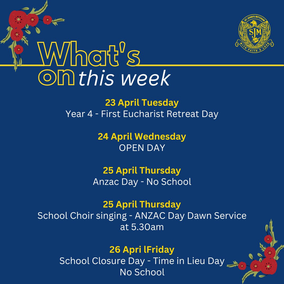 𝐖𝐡𝐚𝐭'𝐬 𝐨𝐧 𝐭𝐡𝐢𝐬 𝐰𝐞𝐞𝐤!
#stjohns #stjohnsmitcham #melbcathschools #primaryschool #education #school #community #mitcham