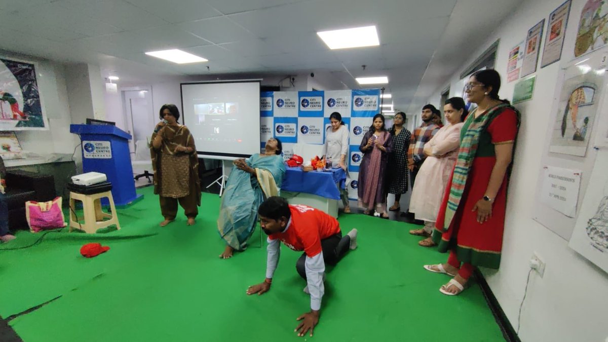 rukminimridula's tweet photo. World Parkinson’s day celebration by Parkinson Society Hyderabad and Citi Neuro centre, India - thanks to Pushpavalli and Sridevi garu for speech and yoga sessions https://t.co/MVE8SocOSe