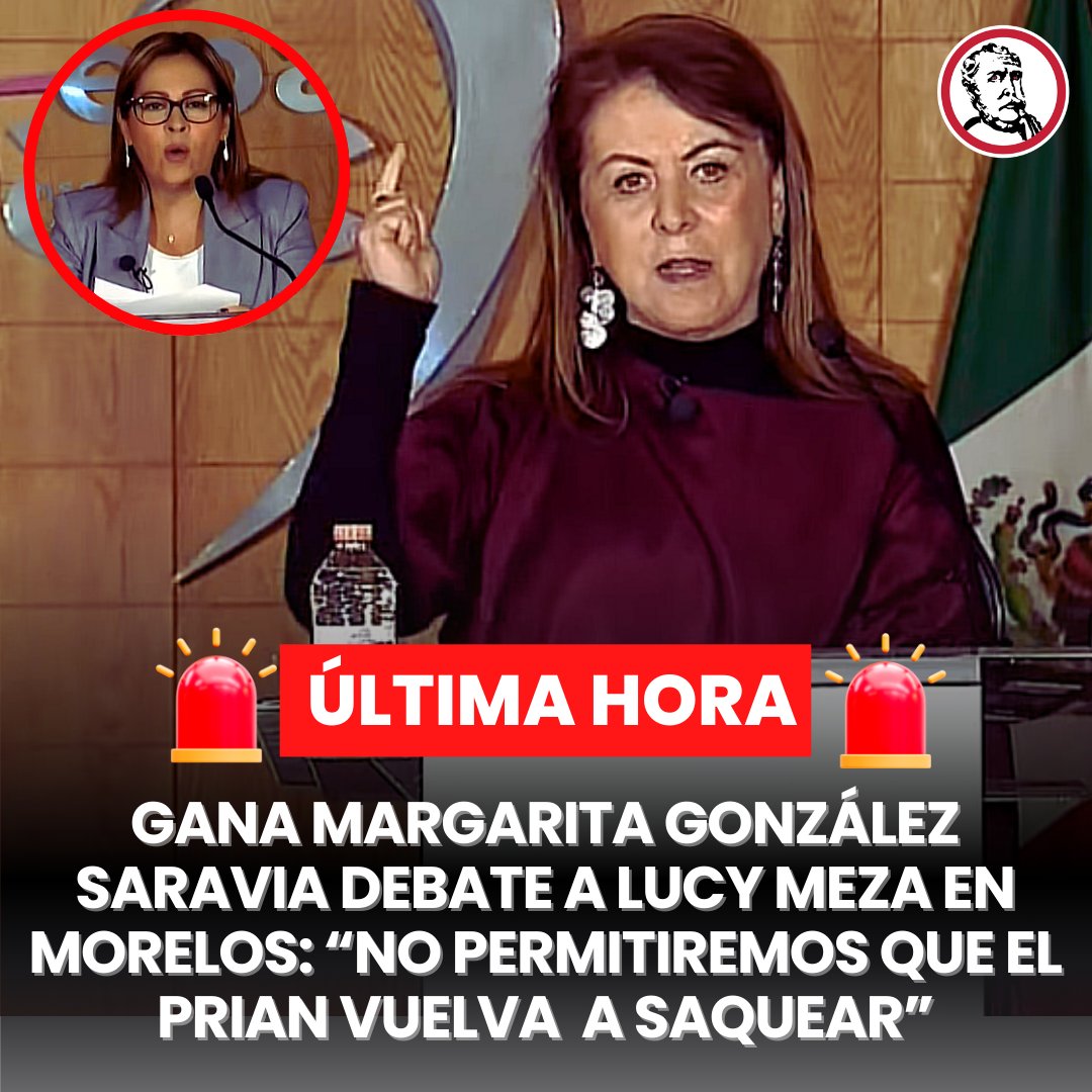 🚨#ULTIMAHORA La candidata de Sigamos Haciendo Historia a la gubernatura de Morelos, Margarita González Saravia ganó el #DebateMorelos2024. Sin caer en provocaciones, @margarita_gs explicó cuál es la línea política que conducen sus propuestas. La morenista señaló que en todo