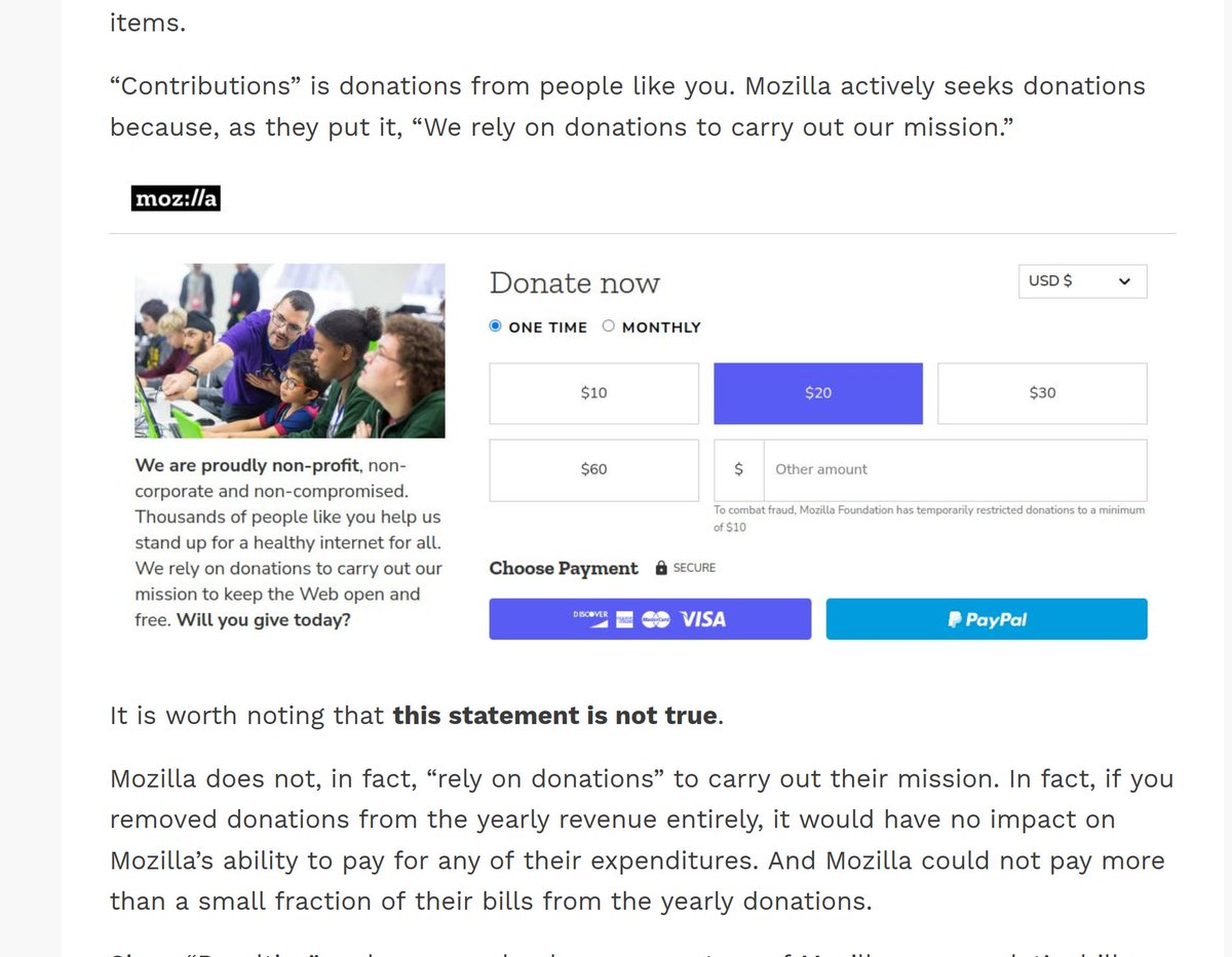 Wikipedia / Wikimedia is not the only scam non-profit operation. Mozilla Firefox too. It's even richer, over a billion dollars in the bank.

Lunduke goes what other journalists should be doing.

lunduke.locals.com/post/4387539/f…