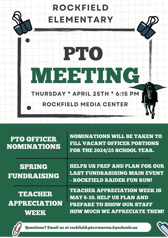 🌟Want to get involved at our school??!! Rockfield PTO is the perfect way to do that! We love working together and supporting the students, teachers, and staff. Come to our next meeting 👇👇
