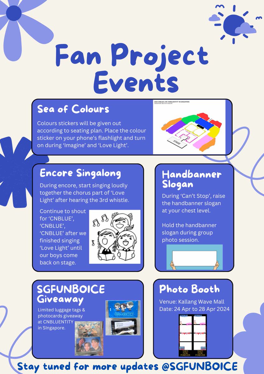 Summary of our projects are here!!! Hope for your full participation! 😃 Let's make a successful one! 😉 It's D-5 to #CNBLUENTITYinSG ! 😍