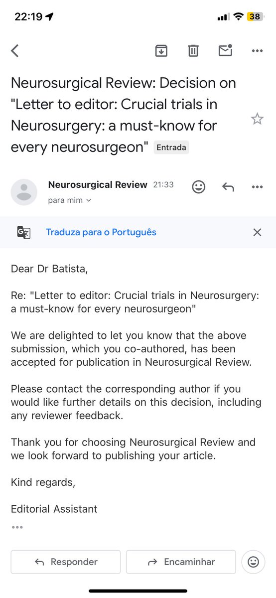 Para provar que além de beber metade de uma vodka eu também estudo: artigo aprovado para publicação na Neurosurgical Review! 😭