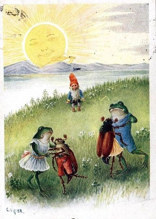 'Dancing Frogs', #vintage #postcard by C. Ohler, 1929 #illustration