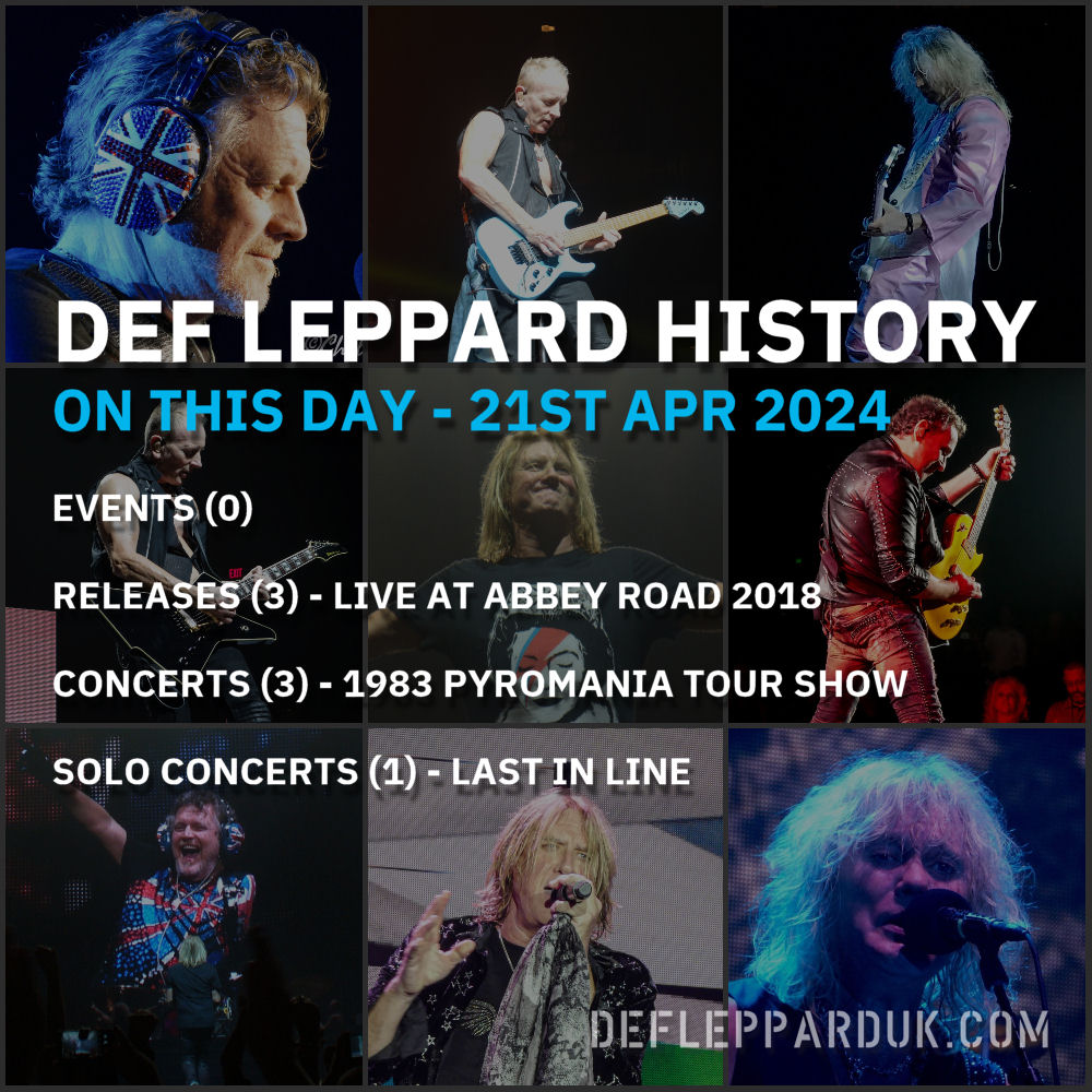 On This Day In #DEFLEPPARD History - 21st April #pyromania #defleppardx #downnoutz #defleppard2017 #ianhunter #recordstoreday #dltourhistory #onthisday

On This Day in Def Leppard History - 21st April, the following concerts and events took place.

deflepparduk.com/on-this-day-21…