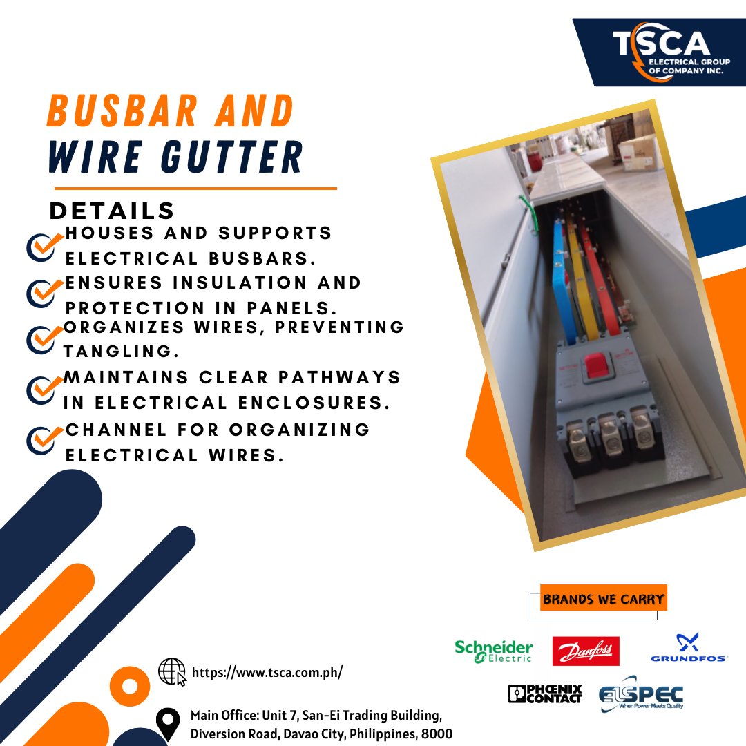 Busbar and Wire Gutter

Contact us now at (082) 287 8205 or visit tsca.com.ph. 📞🌐
Located at Unit 7, San-Ei Trading Building, Davao City Diversion Rd, Talomo, Davao City, 8000 Davao del Sur. 
Reach out via email: info@tsca.com/sales@tsca.com.ph. 

#TSCAElectrical