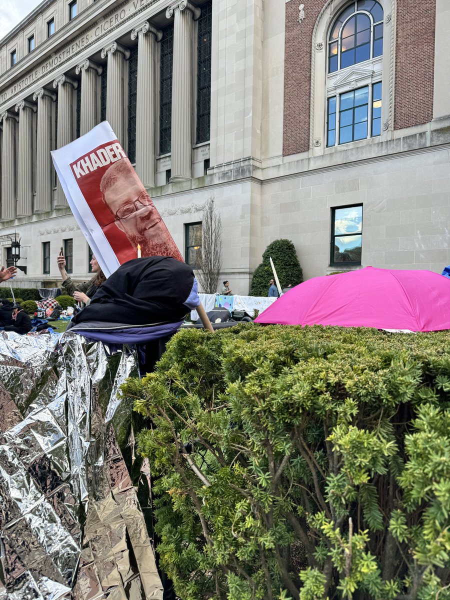 I teach at #Columbia & I saw the protests yesterday. I walked by one on campus & saw two posters of known terrorists. One of Walid Daqqah, who was affiliated with the Popular Front for the Liberation of Palestine, & the other of Khader Adnan, who was the spokesperson for