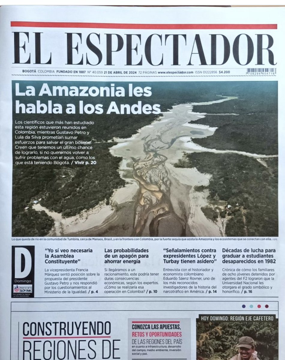 Hay algo positivo de no tener luz. Para el científico Carlos Nobre es una oportunidad para que la gente de Quito o Bogotá entienda de una vez que al abrir el grifo o encender el interruptor debe pensar en la Amazonía. Su opinión es portada de El Espectador elespectador.com/ambiente/amazo…