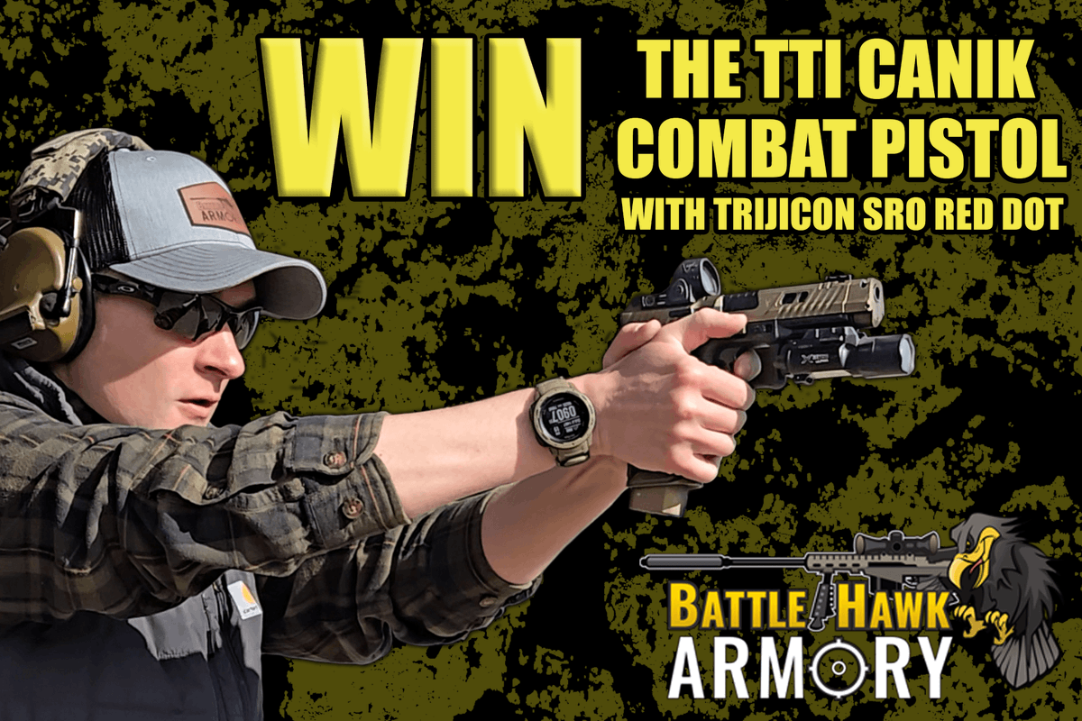 Enter to win the All New TTI Canik Combat 9mm Pistol w/ Trijicon SRO Red Dot! Now thru 5-8-24 at BattleHawk Armory! @TaranTactical @canikarms @Trijicon #TTICanik #CanikUSA #TaranTactical #BattleHawkContest battlehawkarmory.com/giveaway