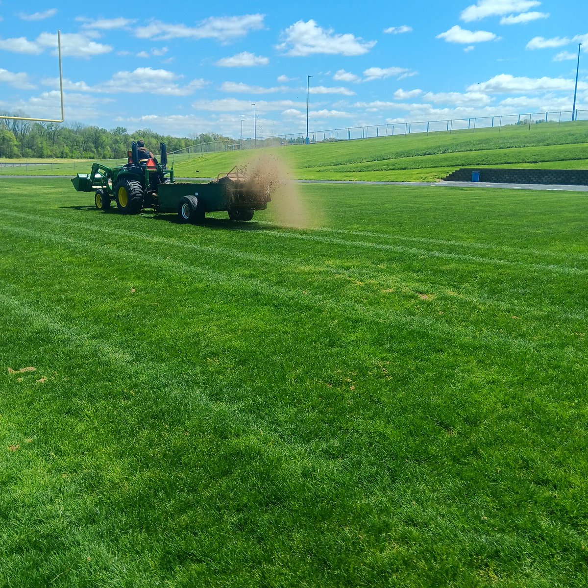 Sunday Funday taking care of Baker Field!! Top Dressing the field to get ready for Friday Night Lights! Thanks, @JerrodSheffer1, for giving back to @UCBraves @TheUnionCoWay @UCHSathletics