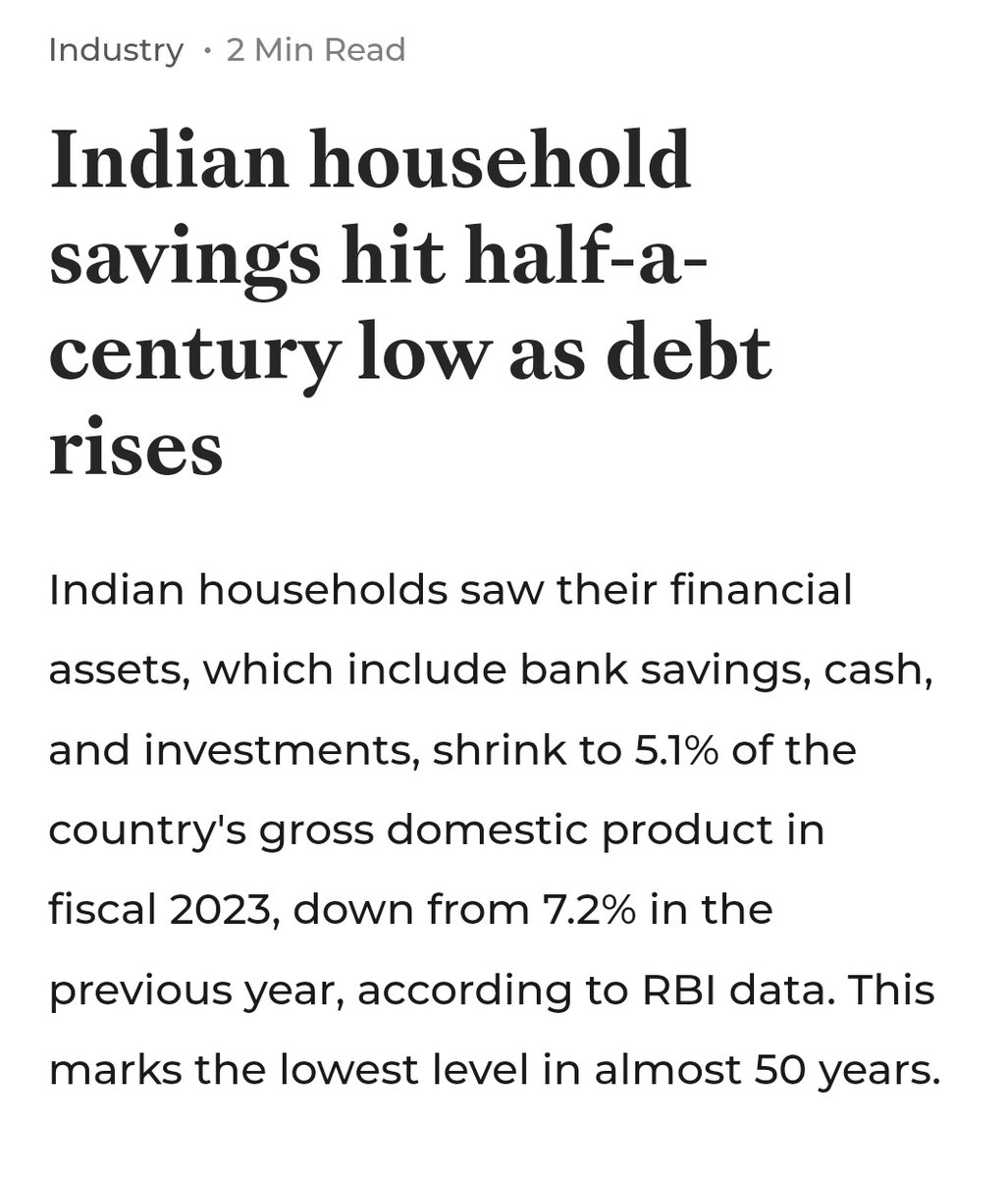 India's richest 1% has the highest concentration of wealth in decades India's house savings hit a 50 year low This is how able leadership enables wealth transfer while you are busy watching fancy dress videos Vote wisely. Don't show your other cheek