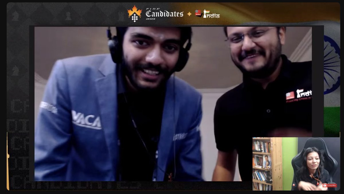 The Candidates Champion @DGukesh made a short appearance on the ChessBase India livestream! ❤️