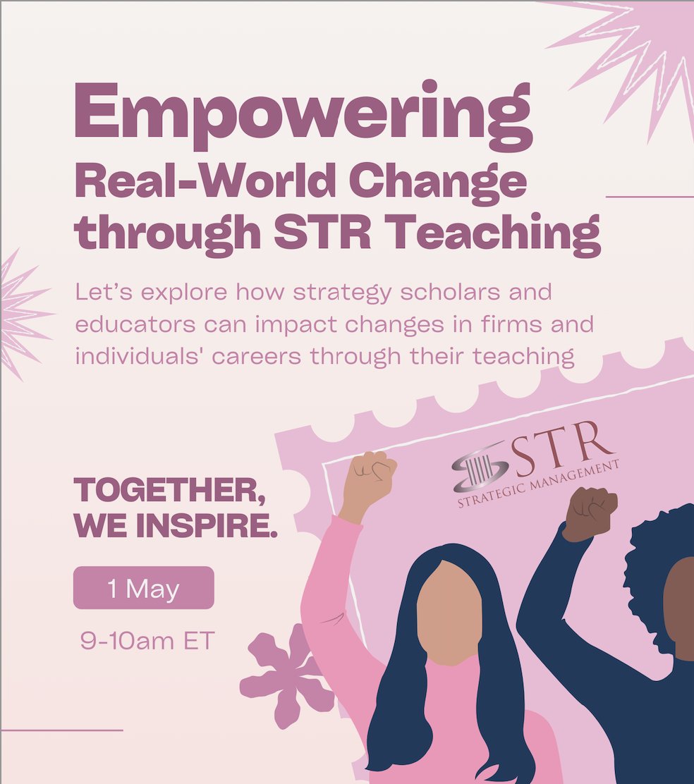 Our upcoming #STR virtual event on the impact of STR teaching 💪on May 1 is ready for your registration͢ us02web.zoom.us/meeting/regist…! 

🤝Panelists: <a href="/keyvanv/">Keyvan Vakili</a>, <a href="/RussCoff1/">Russ Coff</a>, Min Jung Kim&amp; Ilaria Orlandi
🤝Organizers: Florence Honoré &amp; Louise Mors

Together, we inspire! ✨