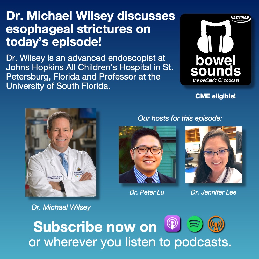 In today's episode, Dr. Mike Wilsey from @AllChildrens reviews esophageal strictures in children w @PLLU & @JenniferLeeLee1, inc congenital strictures and those arising from #EoE or caustic ingestions. It's a good one. 😎 🎧 buzzsprout.com/581062/14912213 @DrJSilverman @temarahajjat