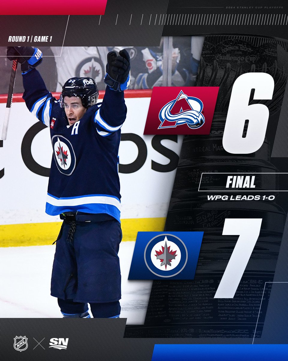 WINS HAPPEN IN WINNIPEG! 🙌 The @NHLJets take Game 1 against the Avalanche.