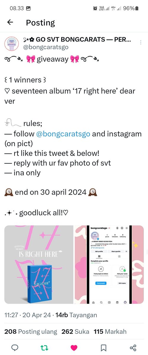 qorilutfi's tweet photo. @bongcaratsgo Waaah makasih akkak udah adain giveaway inii,bismillah dapet GA dari kakak kalo emang udah rejeki nya,sehat selalu kakak semoga tambah barokah yaaaaa🤗🤗
Btw aku pilih foto svt yang itu karna suka banget vibe nya apalagi gose eps itu favorit bangett😭😭😭 https://t.co/91ddNL38TT