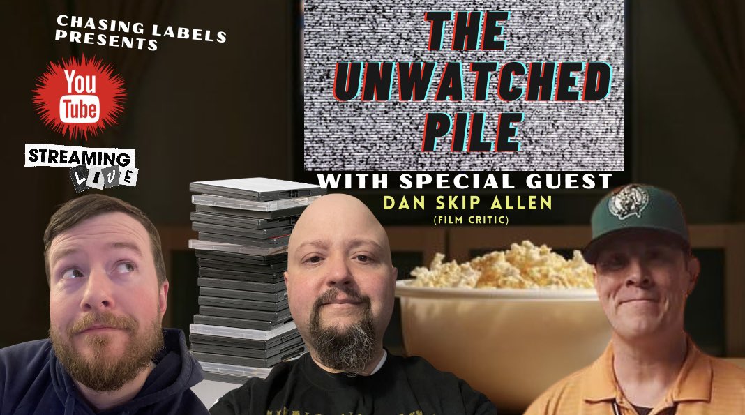 ChasingLabels's tweet photo. Another installment of The Unwatched Pile LIVE tomorrow night! Film critic Dan Skip Allen is back!

First-time watches!
Dan - High and Low (1963)
Andrew - Visible Secret (2001)
Steven - Drowning by Numbers (1988)

https://t.co/SawbDnr3vg https://t.co/kpStZdhH8q