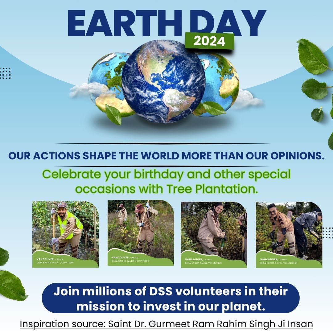 thehelpingwave's tweet photo. "On this #EarthDay2024, let's renew our commitment to protect and preserve our planet for future generations. Let's follow the teachings of Saint Dr. MSG Insaan by adopting sustainable practices and taking care of our environment every day Celebrate #EarthDay . "Make It." https://t.co/L5VZeyC5c4