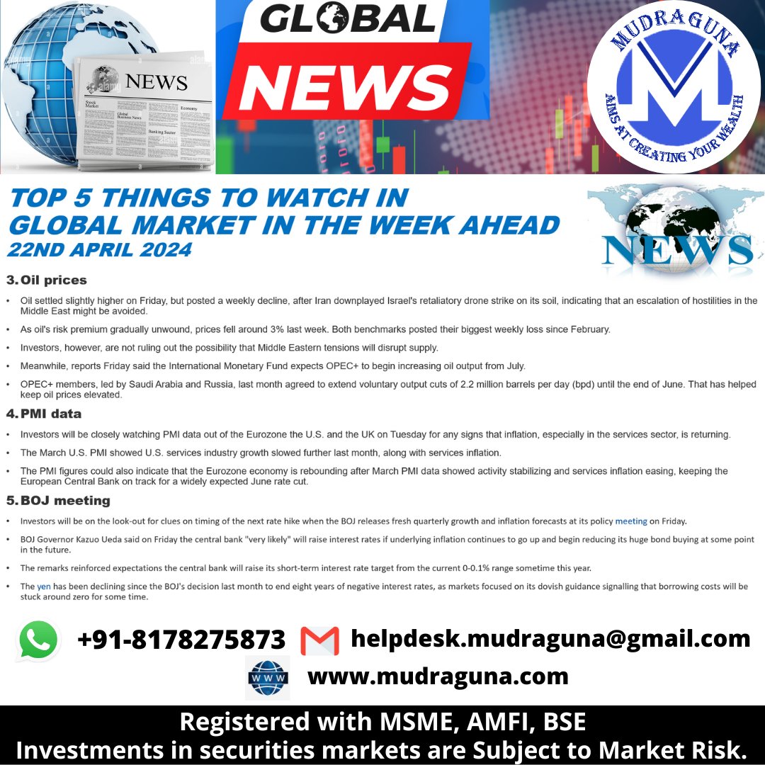 TOP THINGS TO WATCH IN GLOBAL MARKET IN THE WEEK AHEAD
#mudragunafundsmart #globalmarkets #NewsUpdate #financialmarkets #investment #Trading