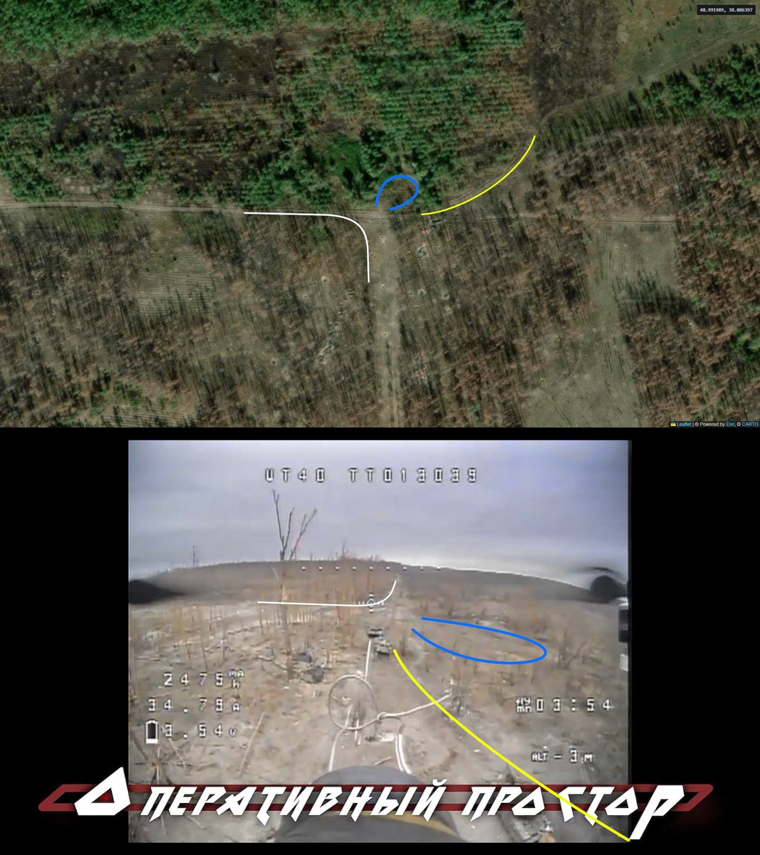 Russia's 25th Army strikes a Russian and a Ukrainian tank with FPV drones southwest of Dibrova, Luhansk Oblast, Ukraine
UA T-80U - 0:07/0:14 - 48.991944, 38.086909
RU T-72B3M - 0:13/0:18 - 48.991934, 38.086696
RU T-72B3M - 48.992057, 38.087392
<a href="/GeoConfirmed/">GeoConfirmed</a> <a href="/UAControlMap/">Ukraine Control Map</a>