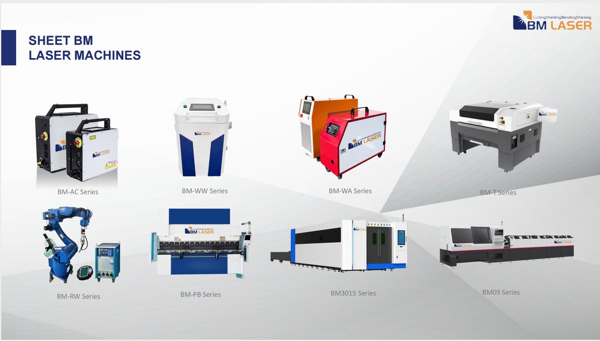 New Monday and hi to everyone!
Full solution for Metal sheet Processing Equipment :
You can get press brake, laser cutting machine, laser welding machine, laser engraving machine, spare parts, etc..
Need one? Contact us. 
#laser #welding #cutting #pressbrake