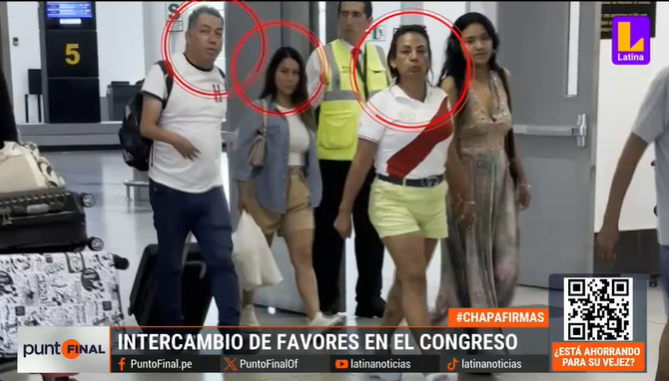 SofiaLopezLl's tweet photo. En la imagen los tres implicados de la historia: Darwin Espinoza, Stephania Cuya y Kira Alcarraz. Punto Final reitera que una vez más, se muestra el uso de recursos públicos para lo privado. https://t.co/DiYJ0JYz6z