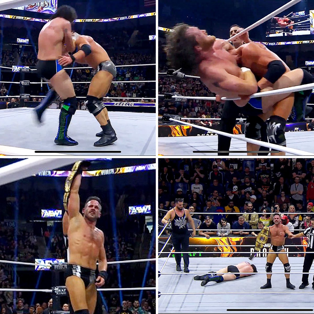 #RoderickStrong y #KyleOreilly nos dieron un clase maestra de mat wrestling con un mix de lucha hard hitting mma... Spots hermosos y espaldas destruídas... AL final Strong se impone con algo de ayuda de #WARDLOW y una hermoso Realising Back Breakker #aewdynasty 8.5/10