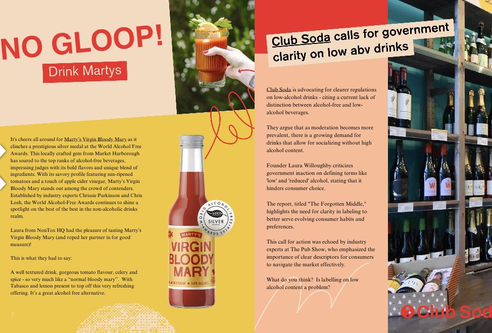 Marty’s Virgin Bloody Mary, great article in NonToxicated April newsletter. 

Editor Laura Edwards’ review in article below and her comment: “honestly was the best tasting version I have ever had.”