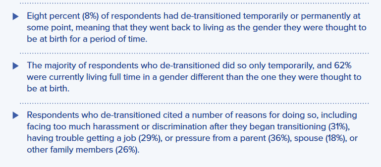 Tapping the sign Trans folks who detransition usually do so to stop facing harassment/discrimination