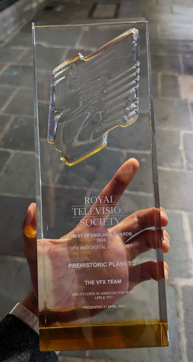TetZoo's tweet photo. The #PrehistoricPlanet VFX Team won the VFX and Digital Creativity award this evening, deservedly so of course :) Photo courtesy of Joe Rathi. https://t.co/8aVilEDu0L