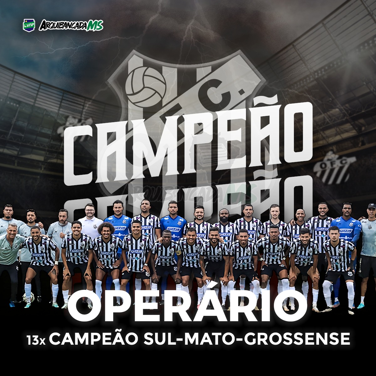 ArquibancadaMS's tweet photo. GALO CAMPEÃO!

Pela 13ª vez, o Operário é o campeão do Estadual sul-mato-grossense. 

Parabéns, Galo! 🐓 https://t.co/z4QvPGQ33U