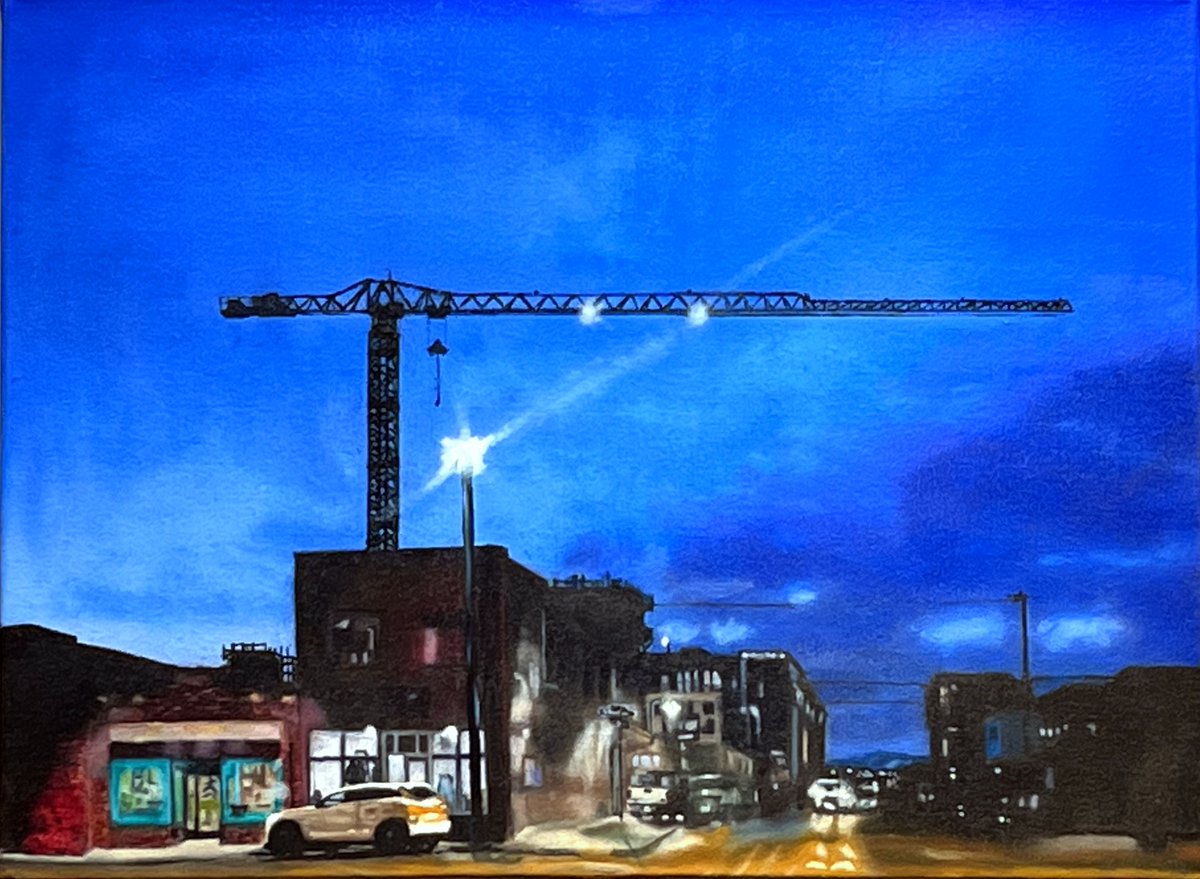 W. Max Thomason
Now, Every Night, You and I Intertwine Like Satellites
18 X 24 inches
Currently on display in the gallery
Email info@bitfactory.net for all inquiries
#BitfactoryGallery #WMaxThomason #Bespoke #SoloExhibition #OilPainting #NaturalRealism #Nocturnes #Urbanscapes