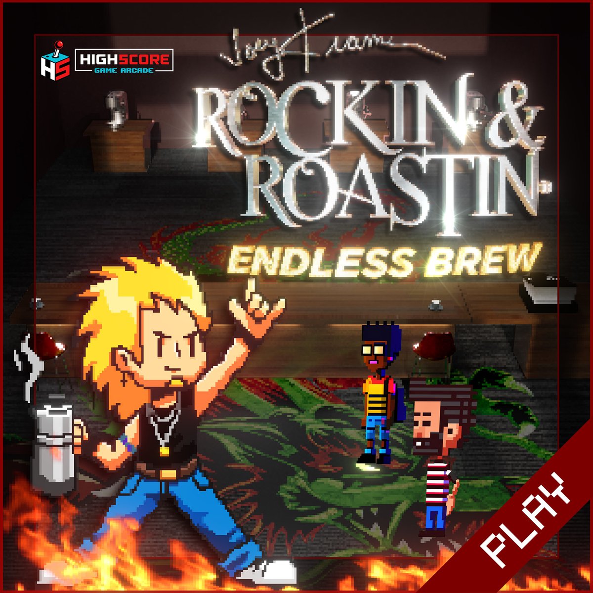 I have been working on an arcade-style game inspired by the old Tapper arcade game. It is a coffee shop game based on the coffee brand Rockin and Roastin, which was created by Joey Kramer of Aerosmith. You can play it now at highscoregamearcade.com