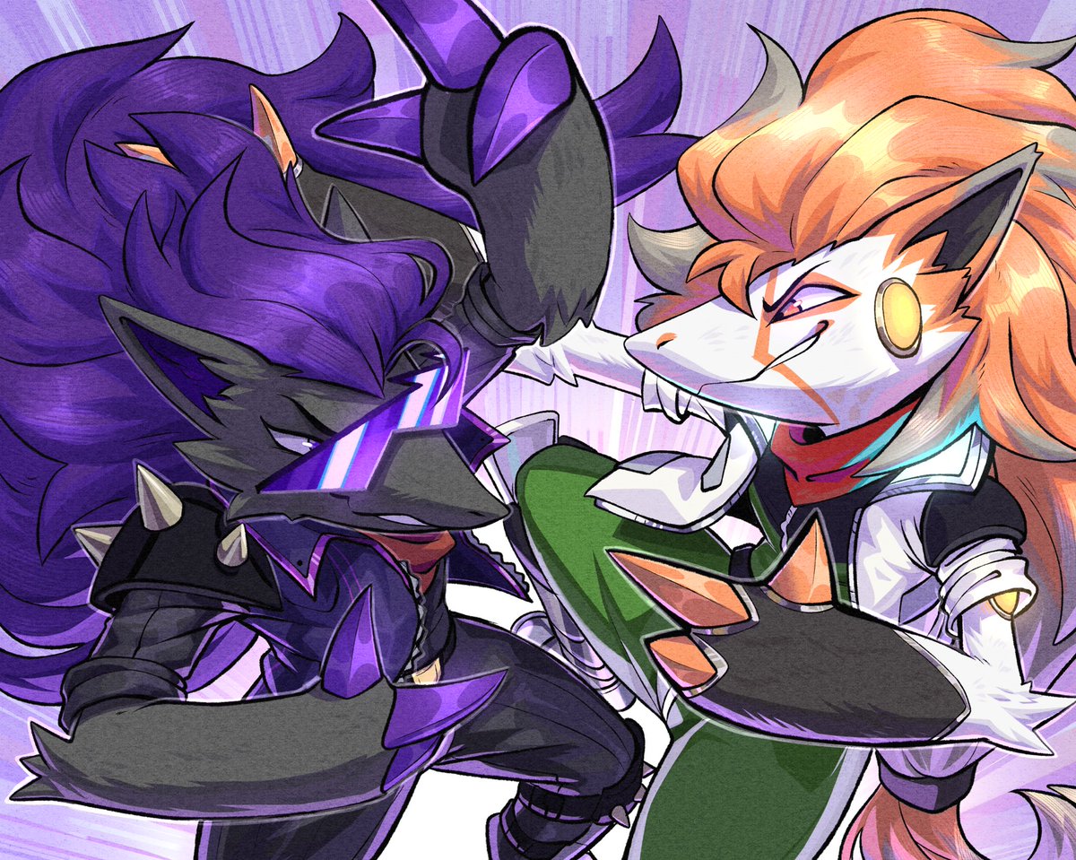 BinoFOBX's tweet photo. 🟪“Can't let you do that, Bino.”

🟧“Just who I needed to see, Hexie.”

Starfox themed art piece featuring he always chill and fashionable @hex_2024 and drawn by the incredibly talented @ief_Cuadricula. https://t.co/WVMVRtVd1d