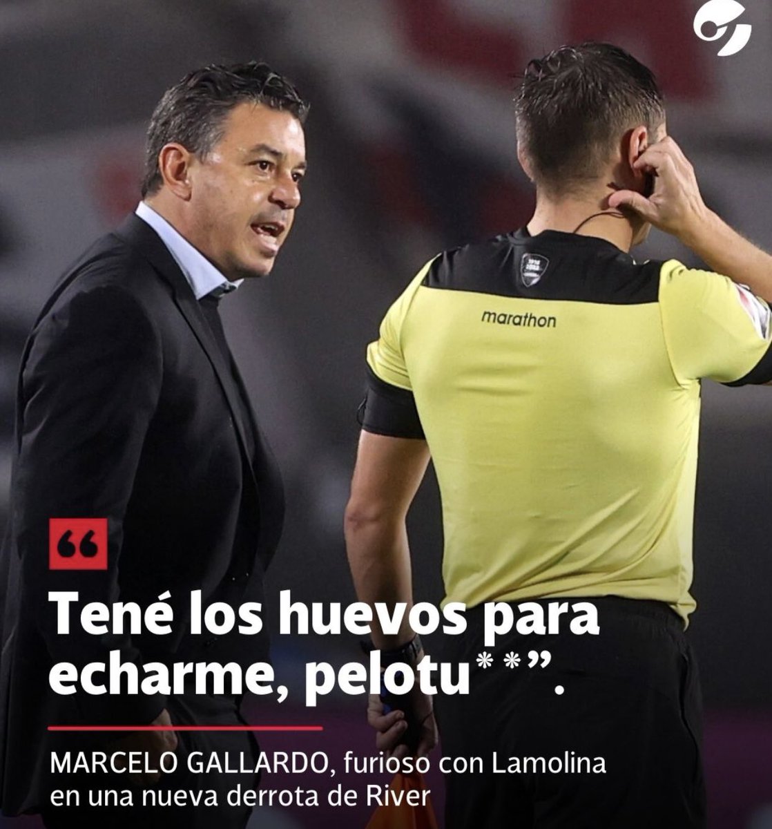 Demichelis: Fui al vestuario de los arbitros a pedir perdón por si algún jugador nuestro se había pasado 😭😭

Don Marcelo Gallardo cada vez que perjudicaban a River en la cancha: