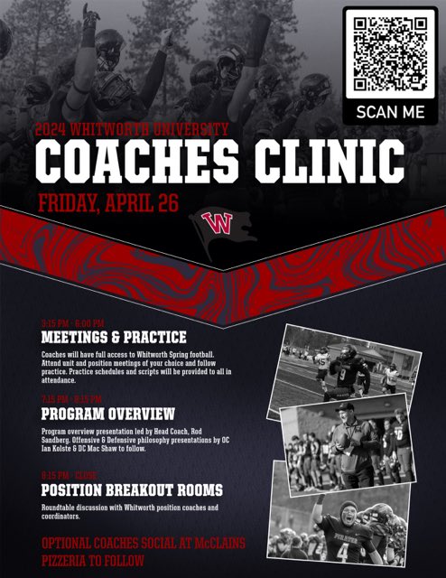 Free Coaches Clinic! This Friday! Sign up today using QR code!
