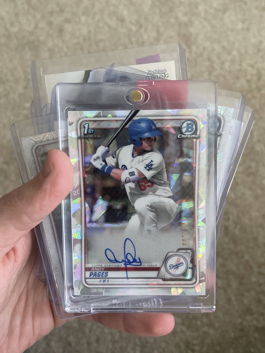 This is Andy Pages, rookie outfielder for the @Dodgers I’ve been a fan of his and collecting his cards since he first got into the minor leagues several years ago He debuted this week and just hit his first major league homer run ANDY PAGES TO THE MOOOOON