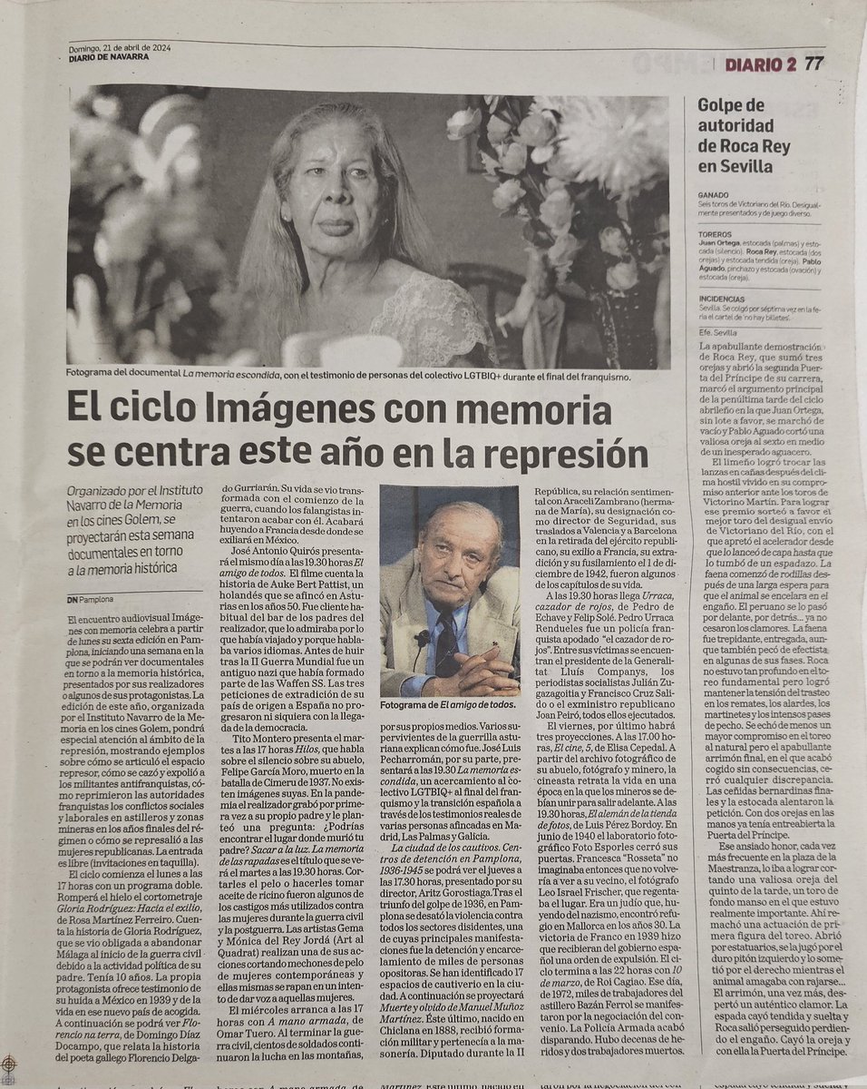 Pois aquí estamos. En Pamplona para presentar "Florencio na terra" e "GLORIA Rodríguez,  hacia el exilio ". # documentales