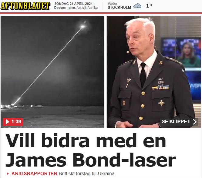 Brittiska försvarsministern säger att de vill skicka laservapnet 'DragonFire' till Ukraina.

tv.aftonbladet.se/video/368775/l…