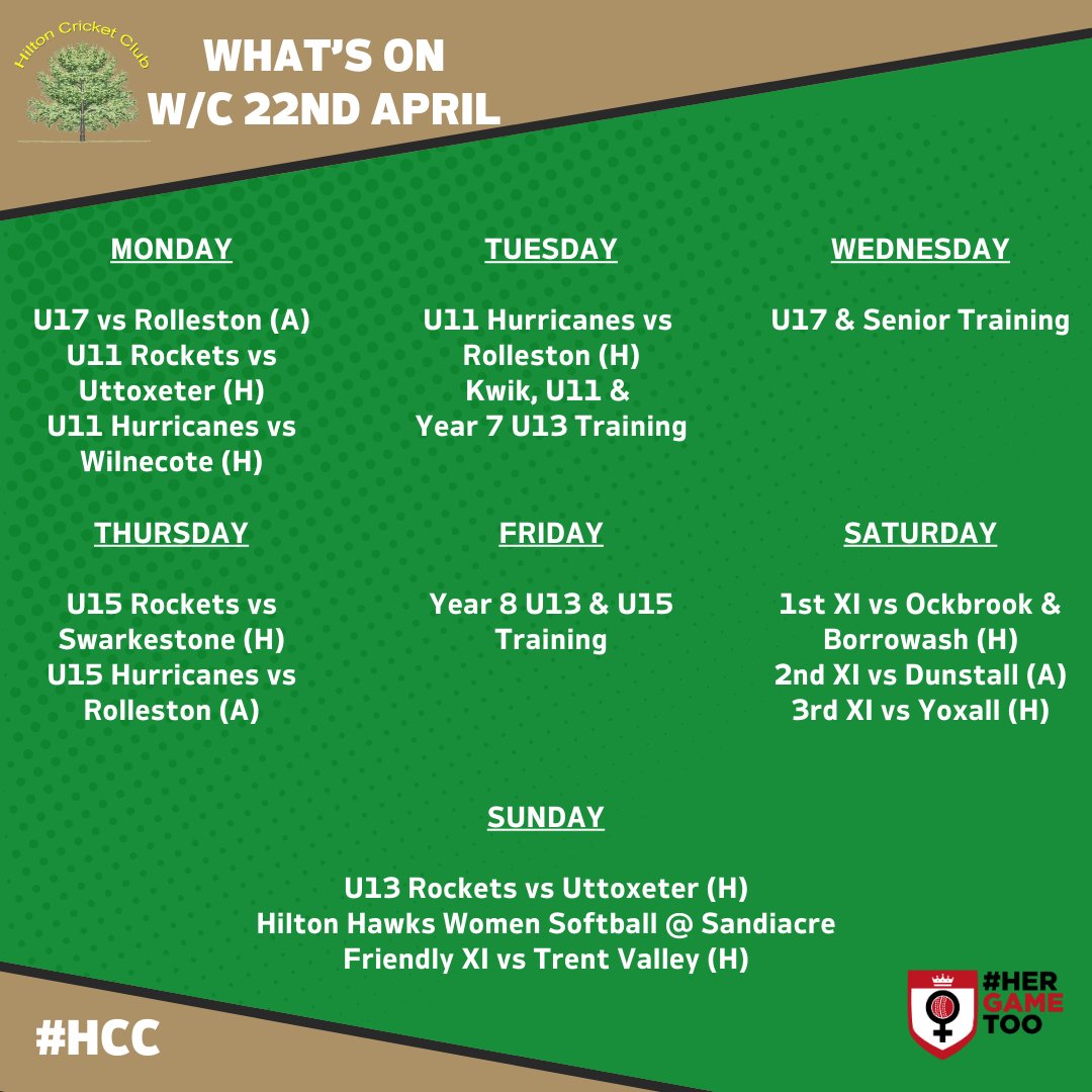 HiltonVillageCC's tweet photo. 🏏WHAT'S ON!🏏

Your weekly guide to everything happening at #HCC https://t.co/eDlfaBIkdZ